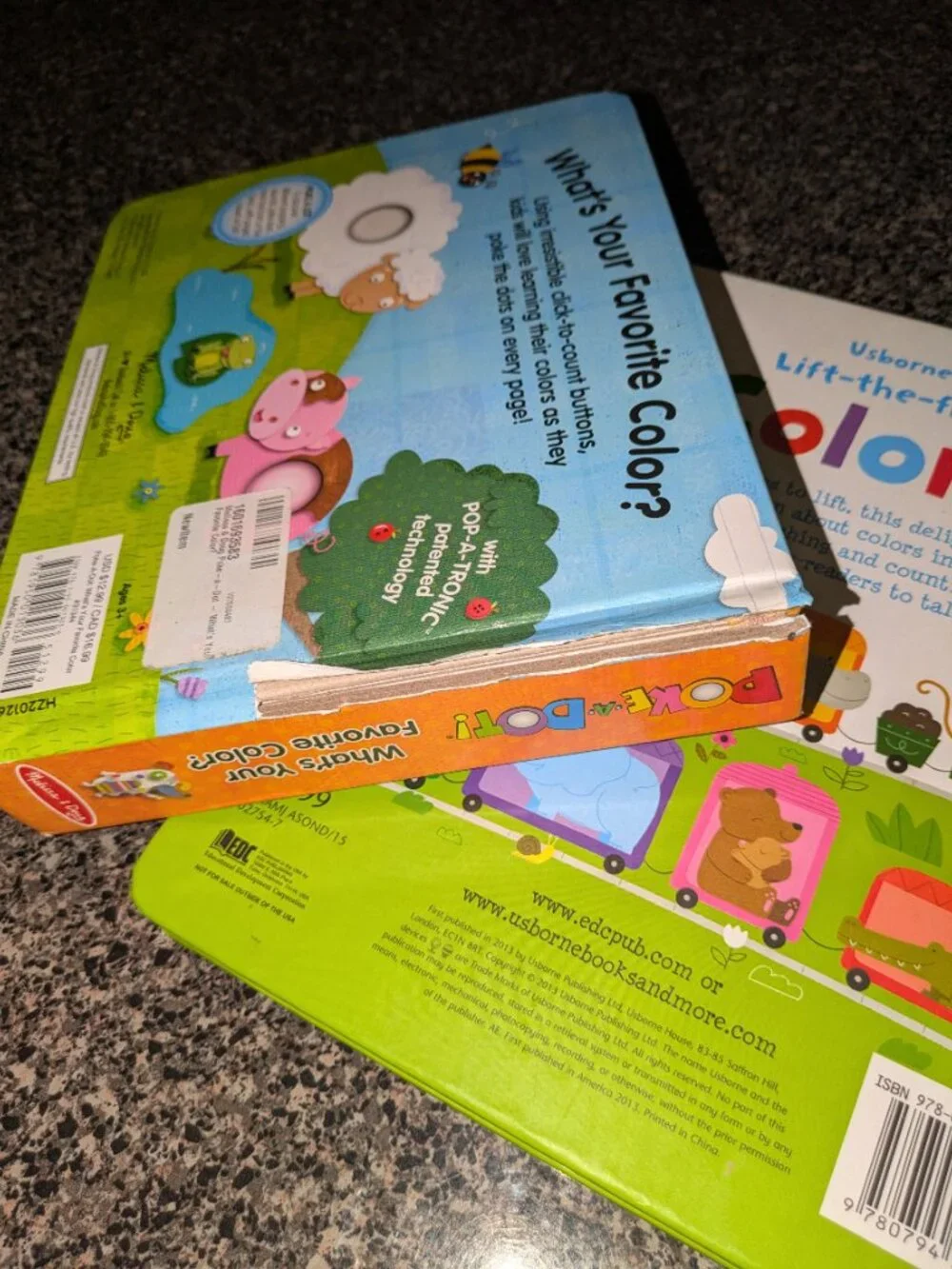 Two Preschool Colors Books Usborne & Poke-A-Dot